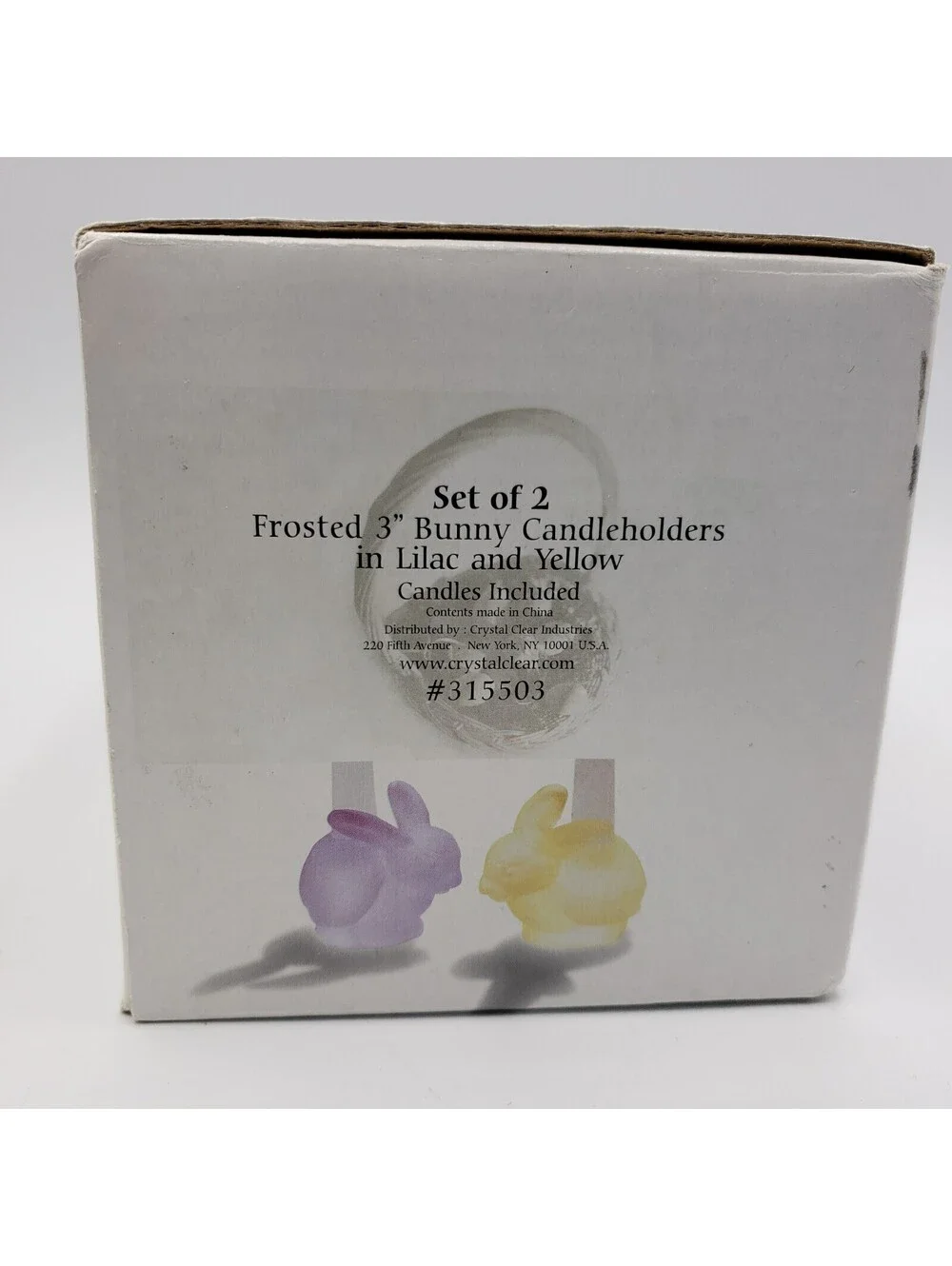 Celebration Taper Candle Holders In Box Frosted Glass Bunny Rabbits Easter